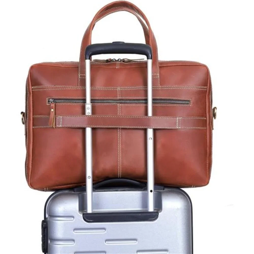Men's Full Grain Italian Leather Briefcase Handcrafted Laptop Bag